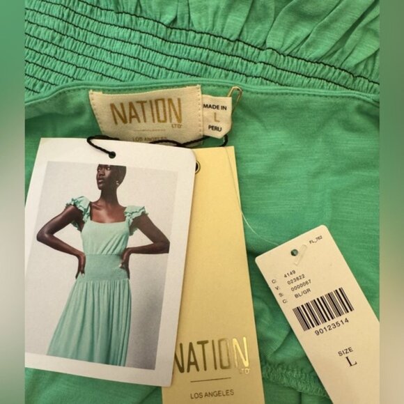 NWT Size L  Nation LTD Brittini SmockedWaist Midi Dress - Picture 14 of 16